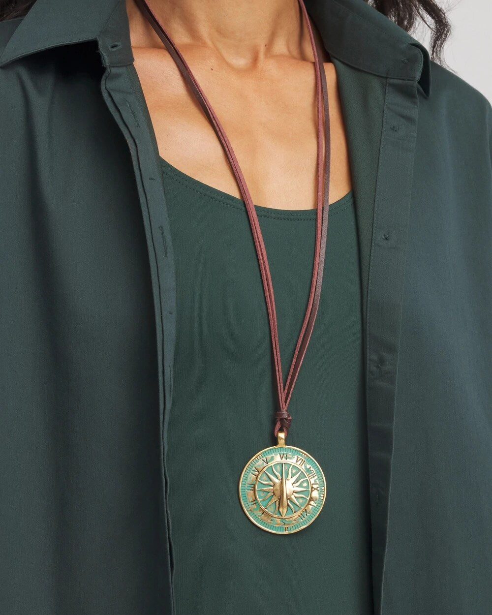 Chico's Sundial Medallion Pendant