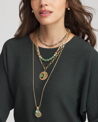 Chico's Convertible Triple-Strand Pendant Necklace