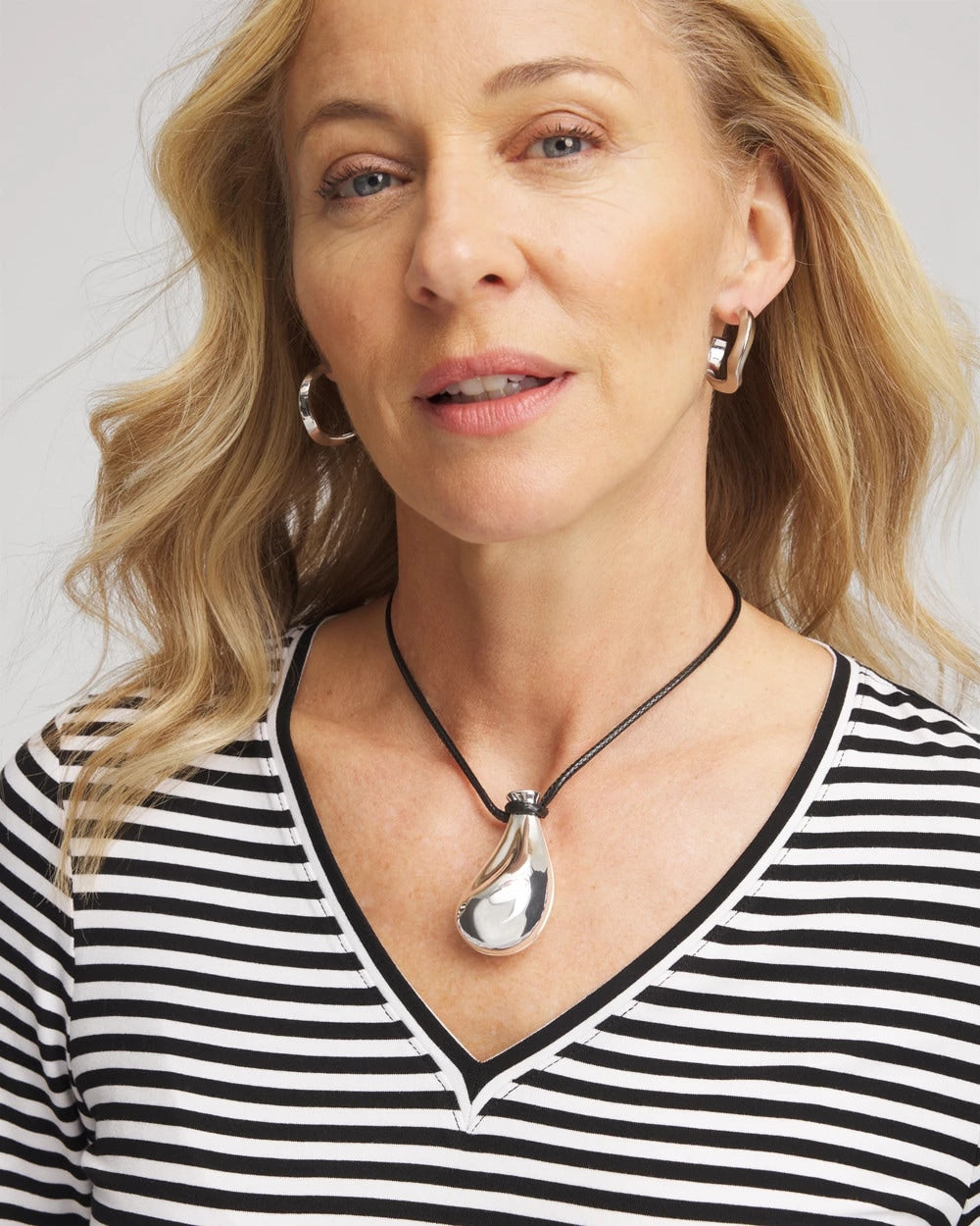 Chico's Silvertone Adjustable Pendant Necklace
