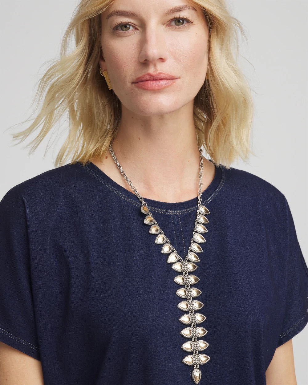 Chico's Vertical Pear Shaped Y-Drop Necklace