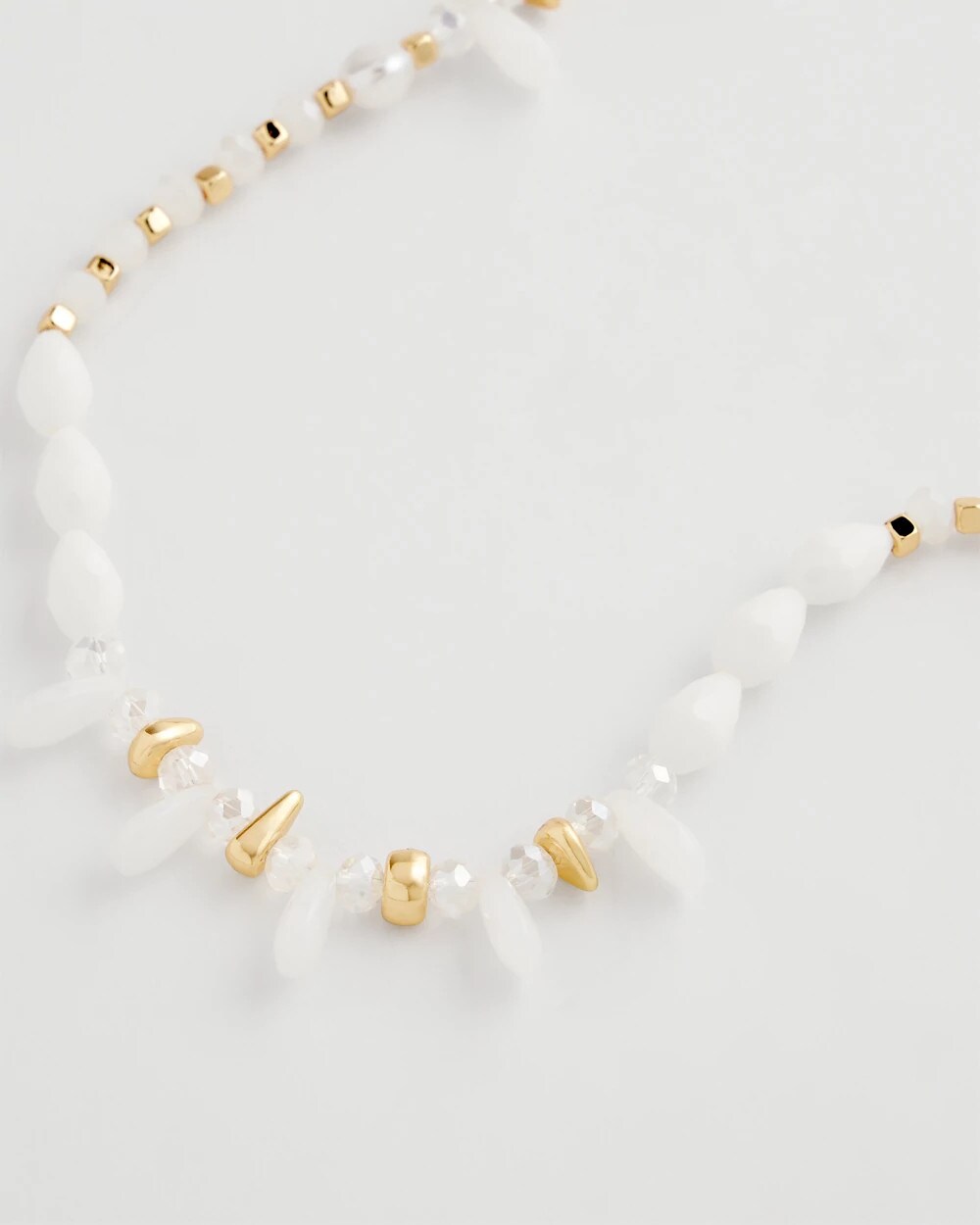 Chico's White Beaded Single Strand Necklace