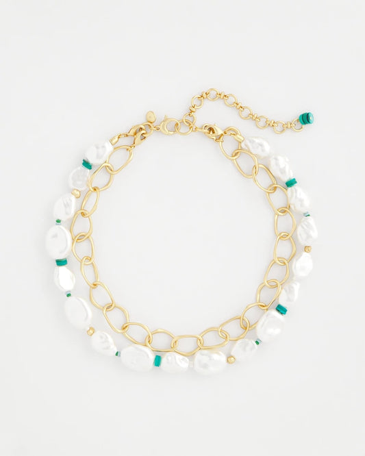 Chico's Pearlescent Goldtone Collar Necklace