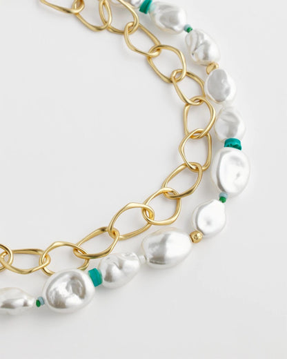 Chico's Pearlescent Goldtone Collar Necklace