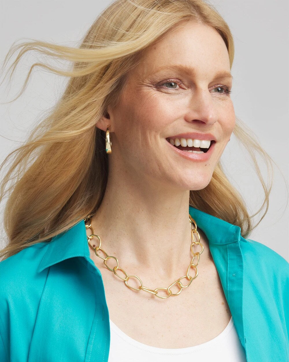 Chico's Pearlescent Goldtone Collar Necklace