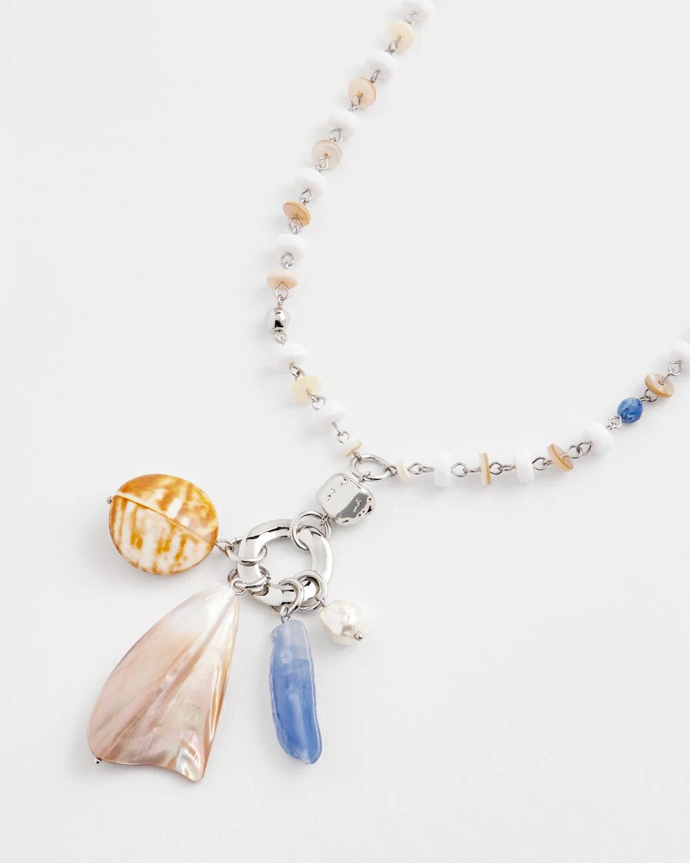 Chico's Seashell Beaded Pendant Necklace