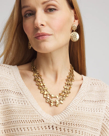 Chico's Goldtone Nugget Collar Necklace
