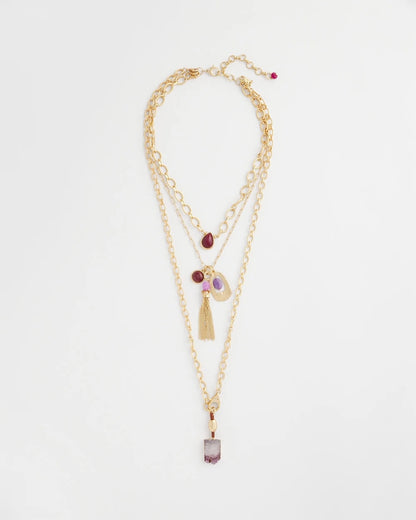 Chico's Convertible Three-Strand Stone Pendant Necklace