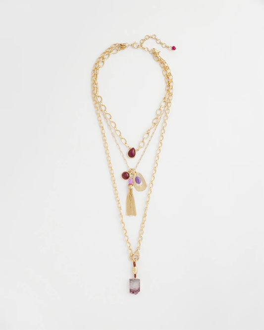 Chico's Convertible Three-Strand Stone Pendant Necklace