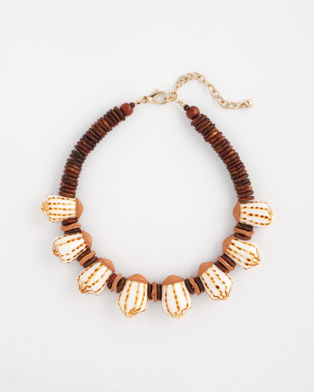 Chico's Shell & Wood Bib Necklace