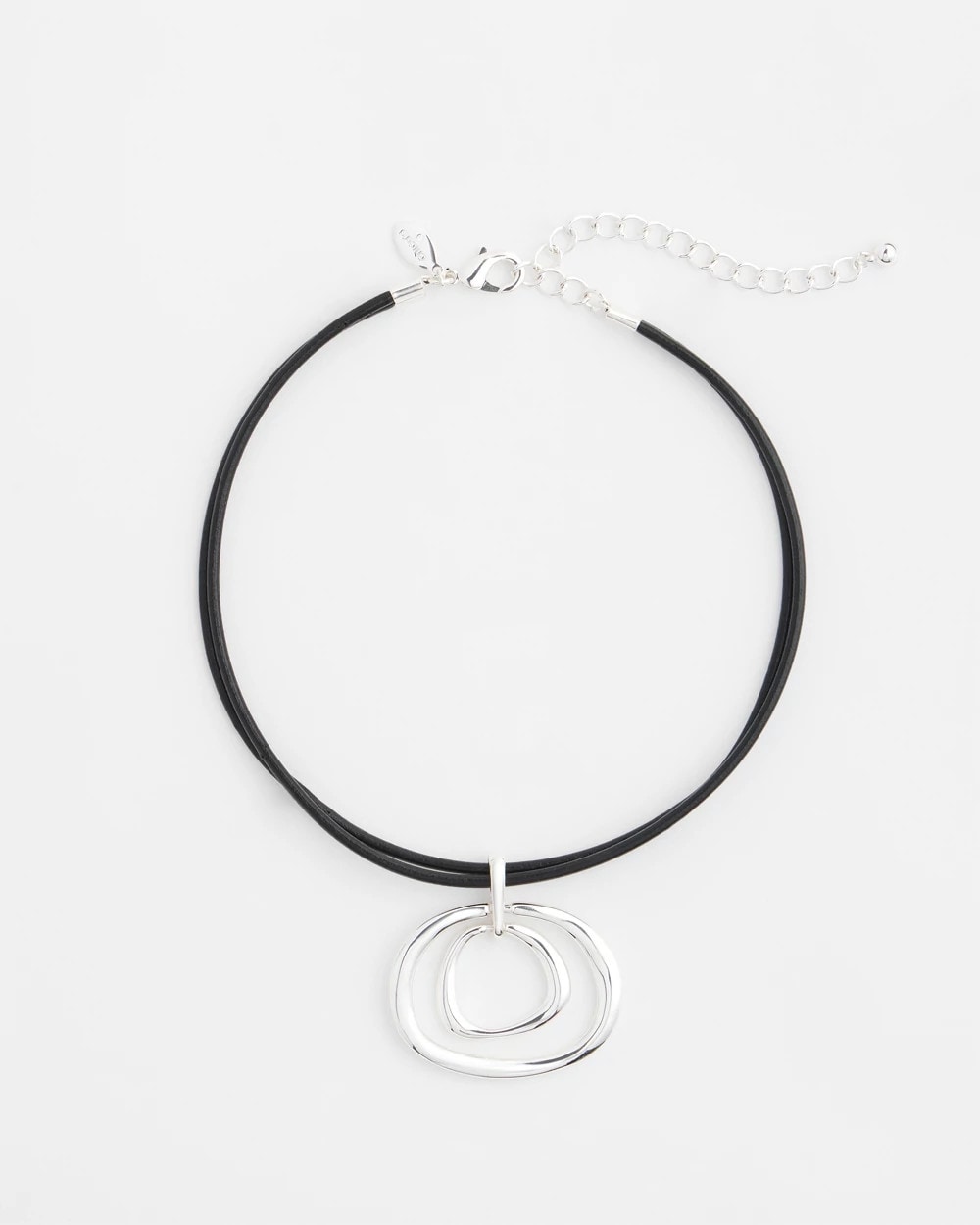 Chico's Silver Tone Rings Pendant Necklace