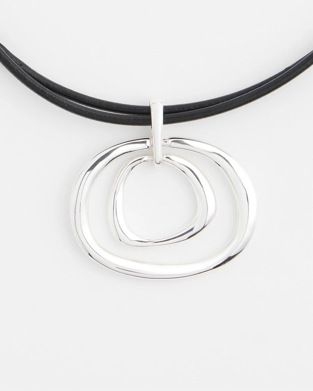 Chico's Silver Tone Rings Pendant Necklace