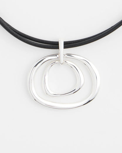 Chico's Silver Tone Rings Pendant Necklace