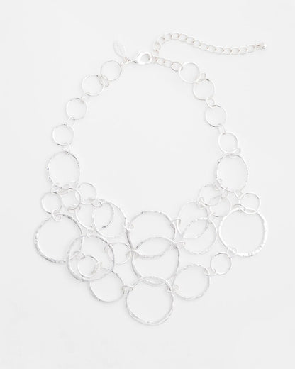 Chico's Short Silvertone Multi-Strand Link Necklace