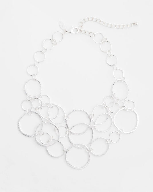 Chico's Short Silvertone Multi-Strand Link Necklace