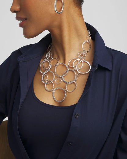 Chico's Short Silvertone Multi-Strand Link Necklace