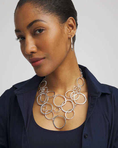 Chico's Short Silvertone Multi-Strand Link Necklace