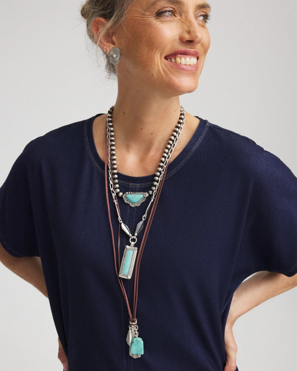 Chico's Convertible Turquoise & Charms Motif Necklace