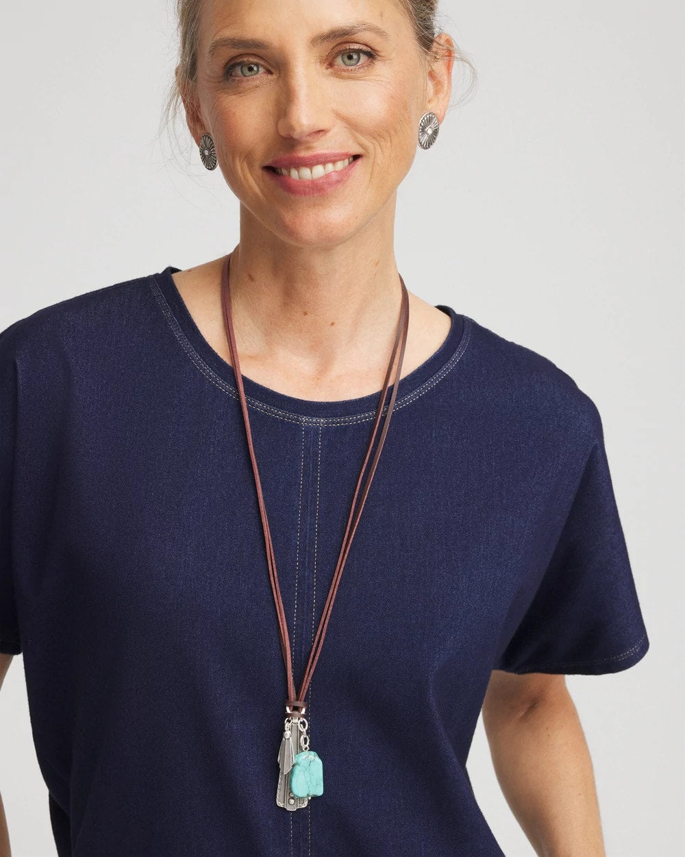 Chico's Convertible Turquoise & Charms Motif Necklace