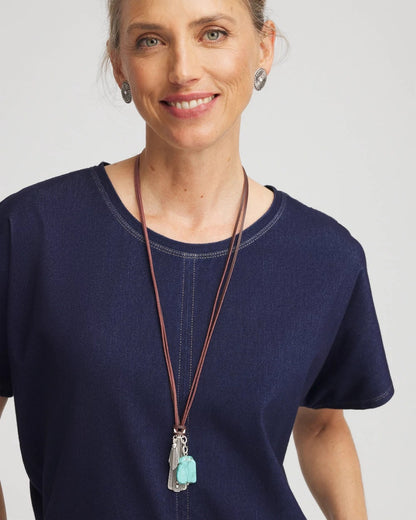 Chico's Convertible Turquoise & Charms Motif Necklace