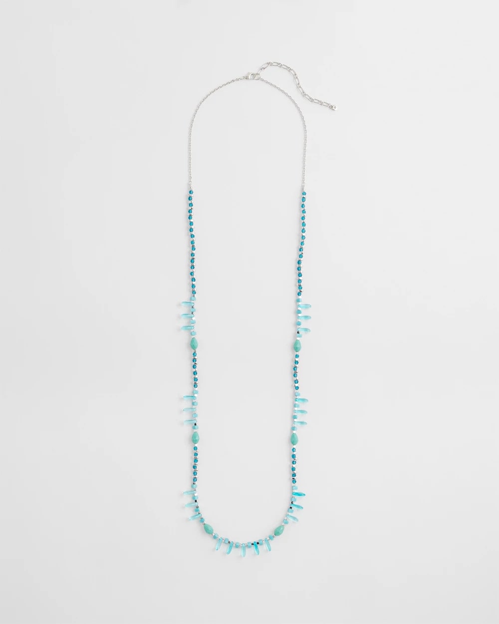 Chico's Teal Beaded Single Strand Necklace