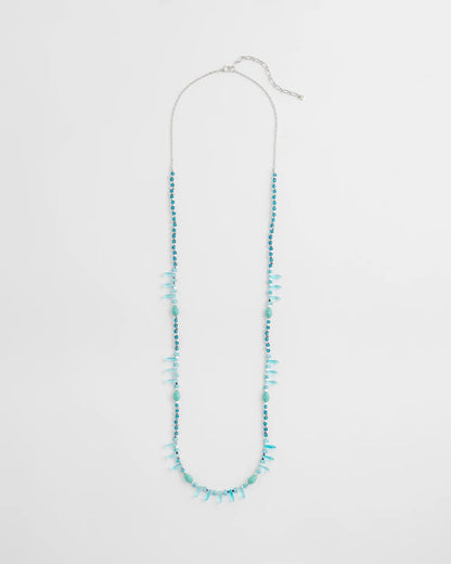 Chico's Teal Beaded Single Strand Necklace