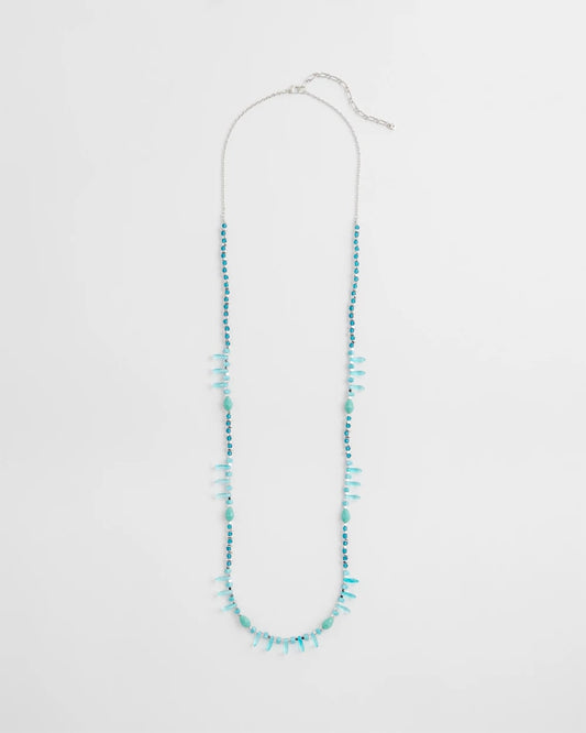 Chico's Teal Beaded Single Strand Necklace