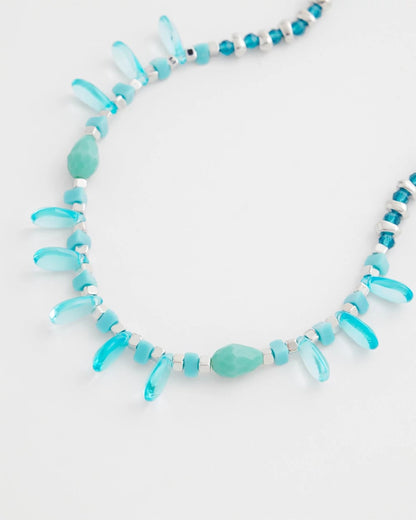 Chico's Teal Beaded Single Strand Necklace
