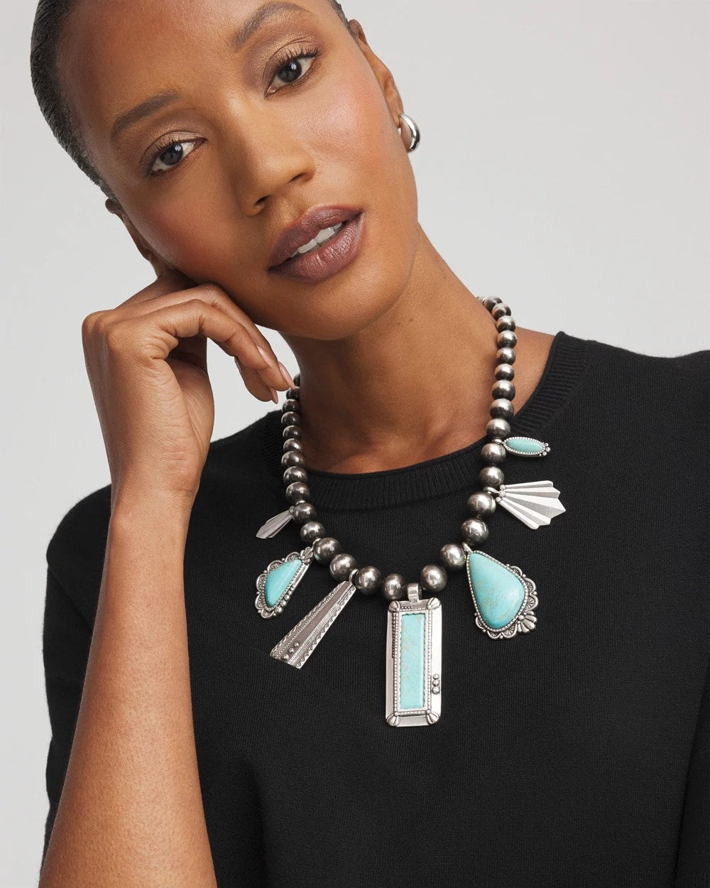 Chico's Chico's Originals Turquoise & Charms Motif Collar Necklace