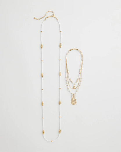 Chico's Convertible Beaded Pendant Necklace