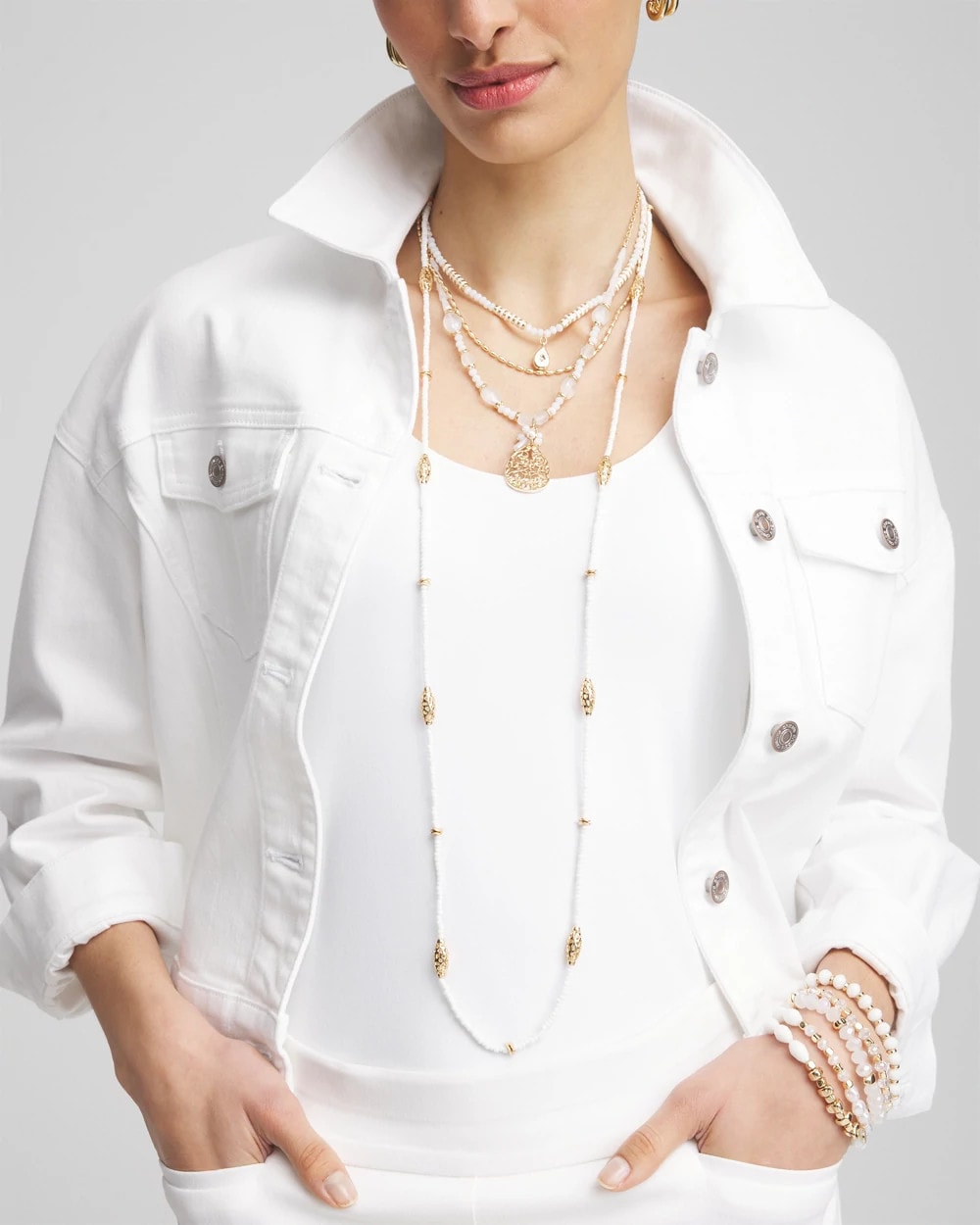 Chico's Convertible Beaded Pendant Necklace