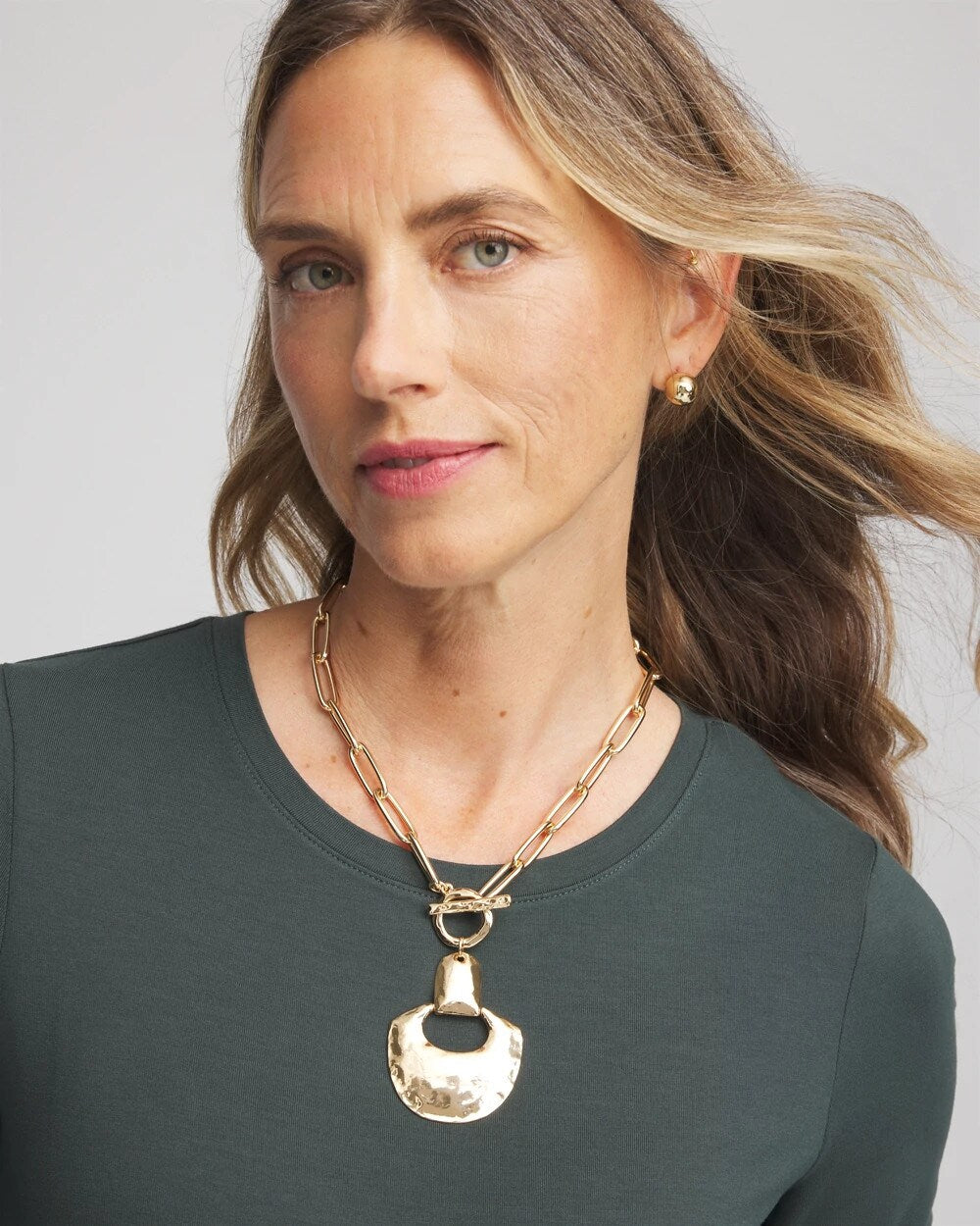 Chico's Goldtone Toggle Pendant Necklace