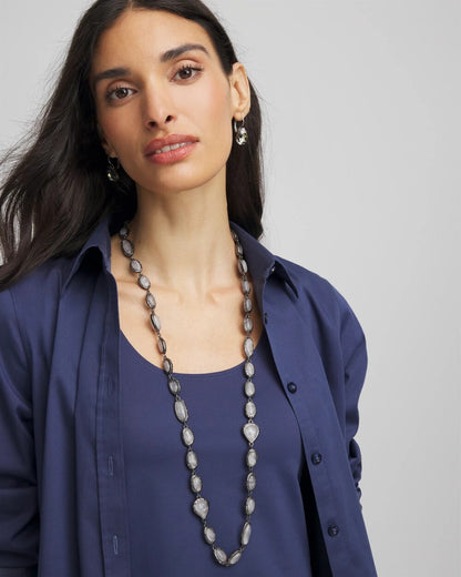 Chico's Frosted Quartz Single Strand Necklace