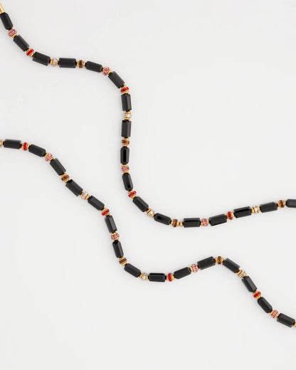 Chico's Art Deco Bar Bead Long Necklace