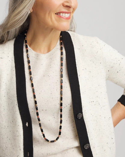 Chico's Art Deco Bar Bead Long Necklace