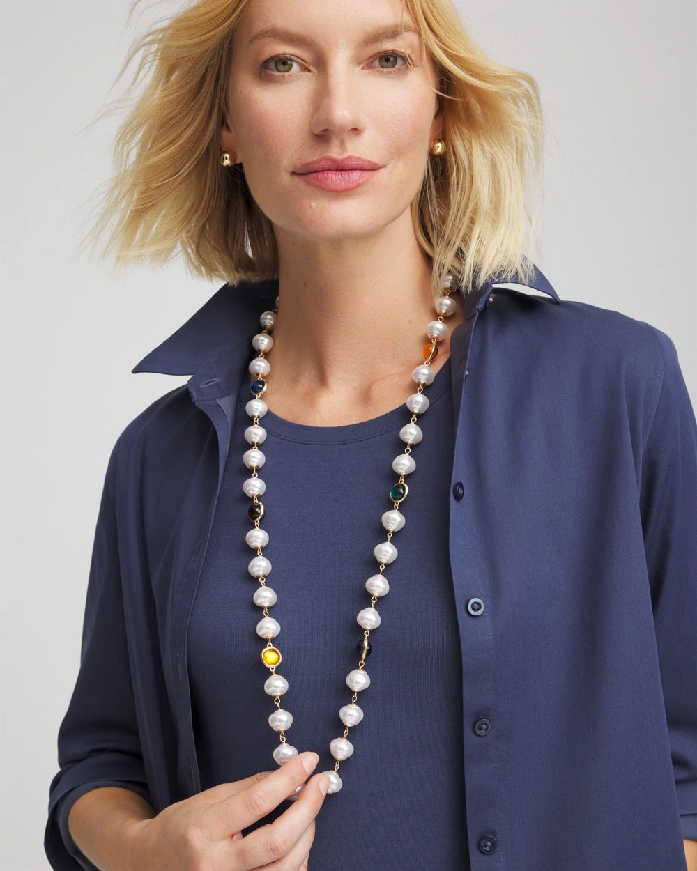 Chico's Beaded Faux Pearl Single-Strand Necklace