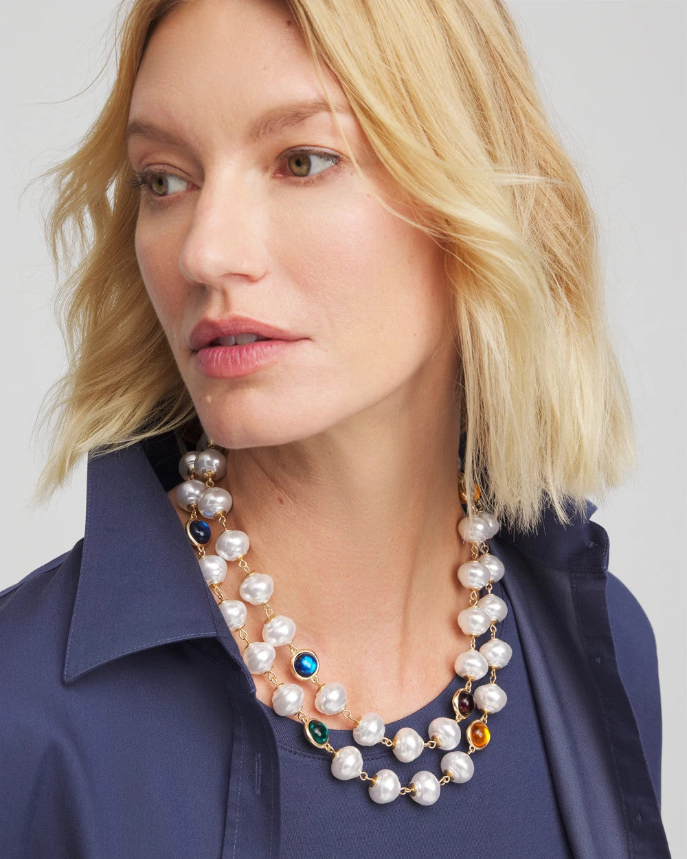 Chico's Beaded Faux Pearl Single-Strand Necklace
