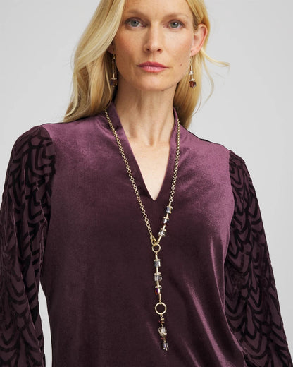 Chico's Art Deco Geo Glass Bead Y-Necklace