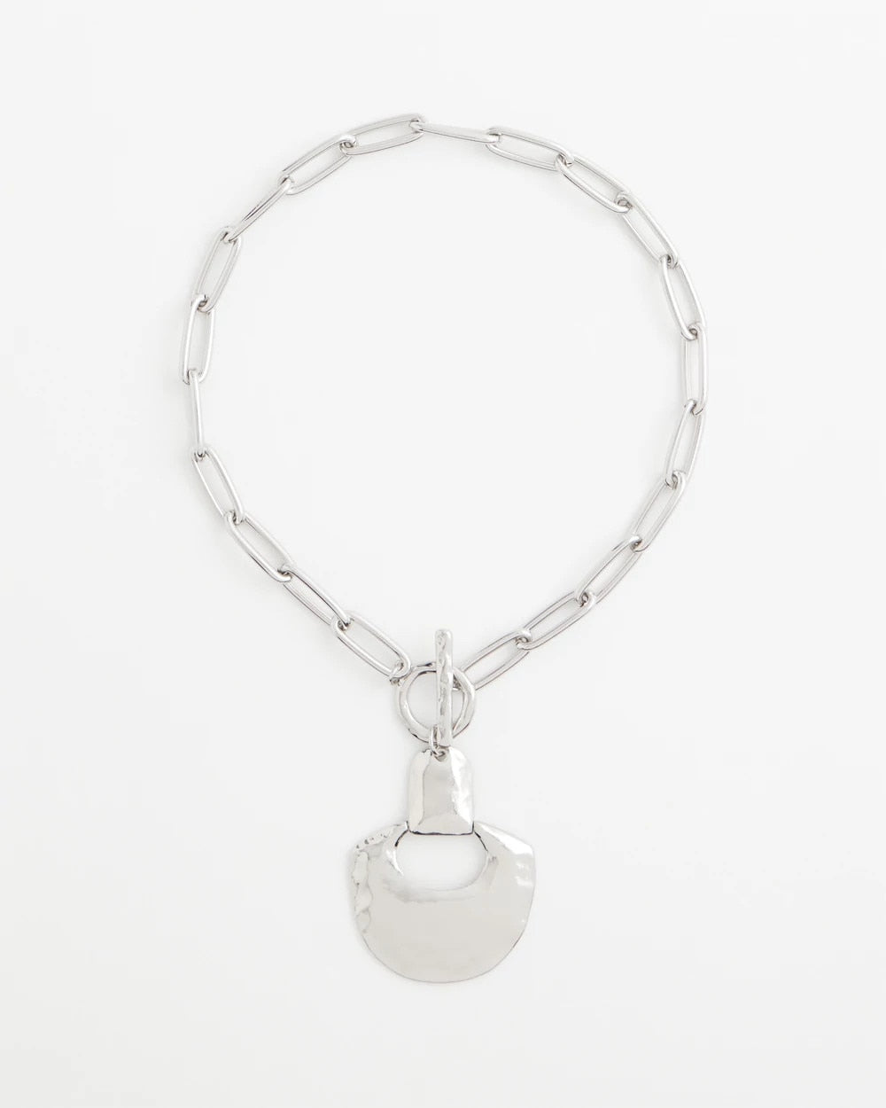 Chico's Silvertone Toggle Pendant Necklace