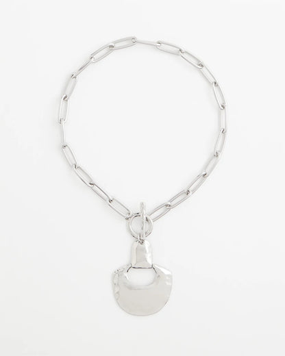 Chico's Silvertone Toggle Pendant Necklace