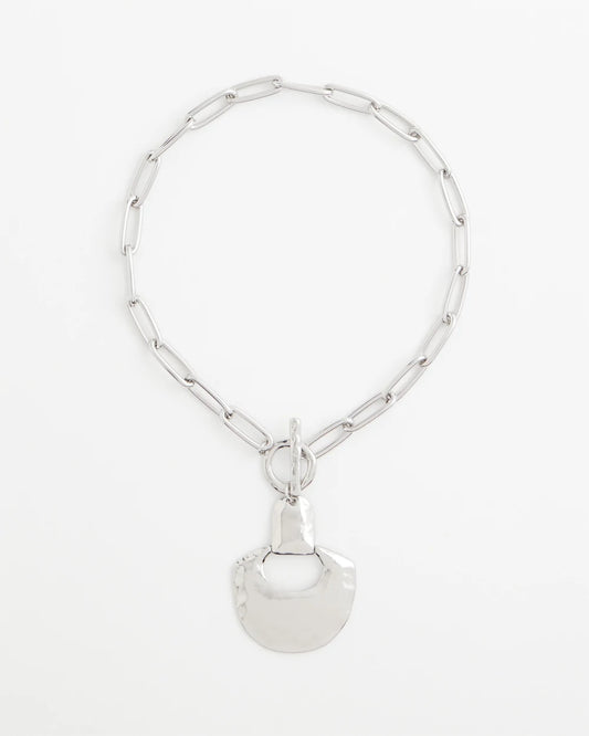 Chico's Silvertone Toggle Pendant Necklace