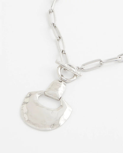 Chico's Silvertone Toggle Pendant Necklace