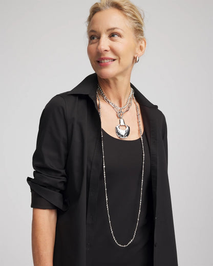 Chico's Silvertone Toggle Pendant Necklace