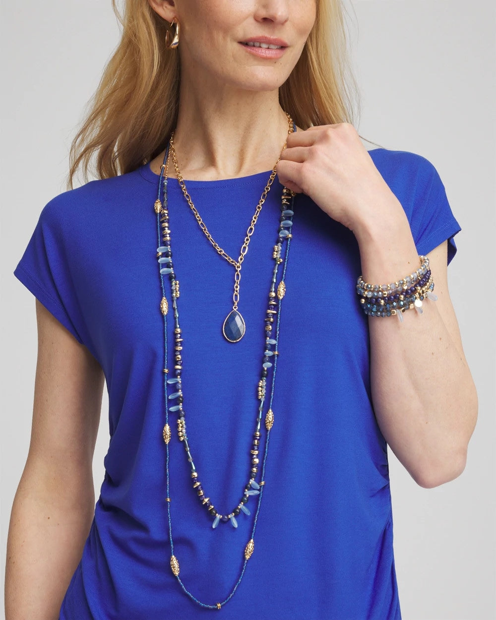Chico's Convertible Beaded Pendant Necklace