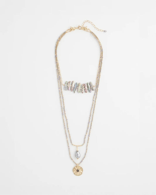 Chico's Convertible Abalone Pendant Necklace