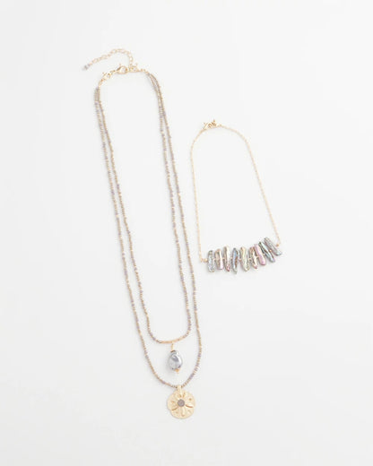 Chico's Convertible Abalone Pendant Necklace