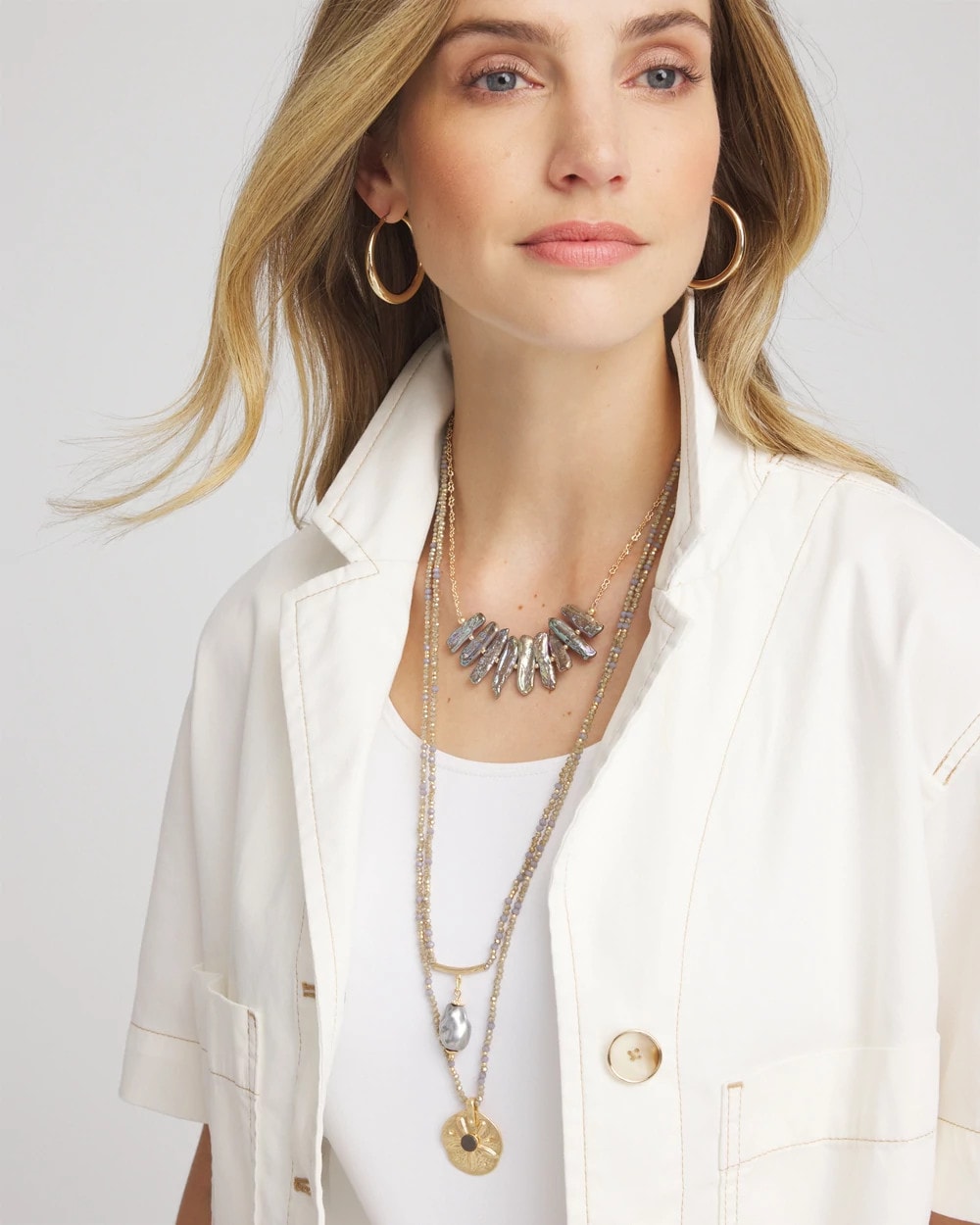 Chico's Convertible Abalone Pendant Necklace