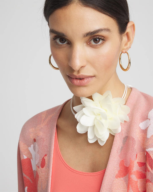 Chico's White Flower Tie Choker Necklace