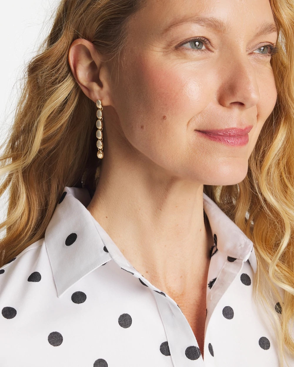 Chico's Gold Linear Beaded Earrings