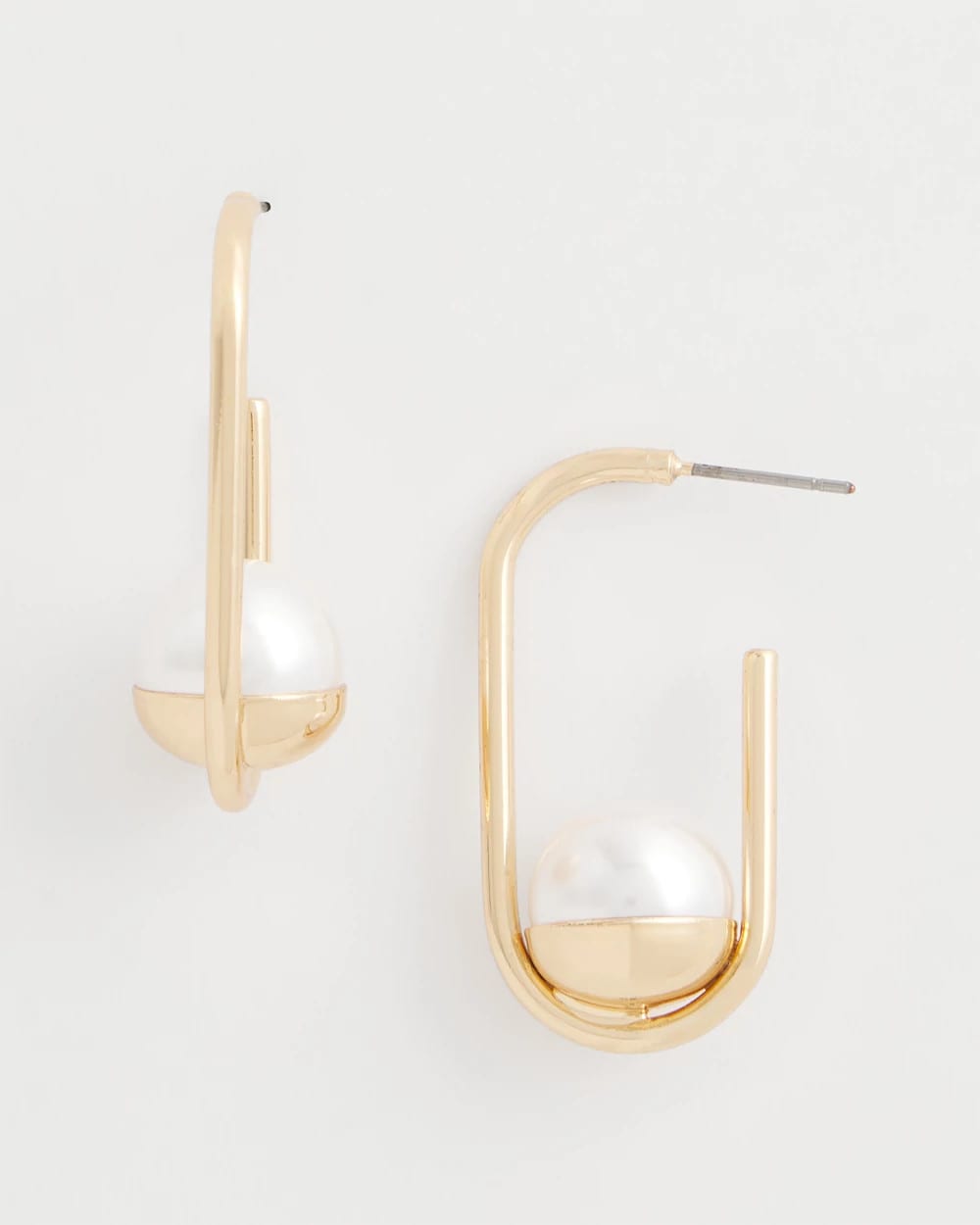 Chico's Pearl Gold Hoop Earrings