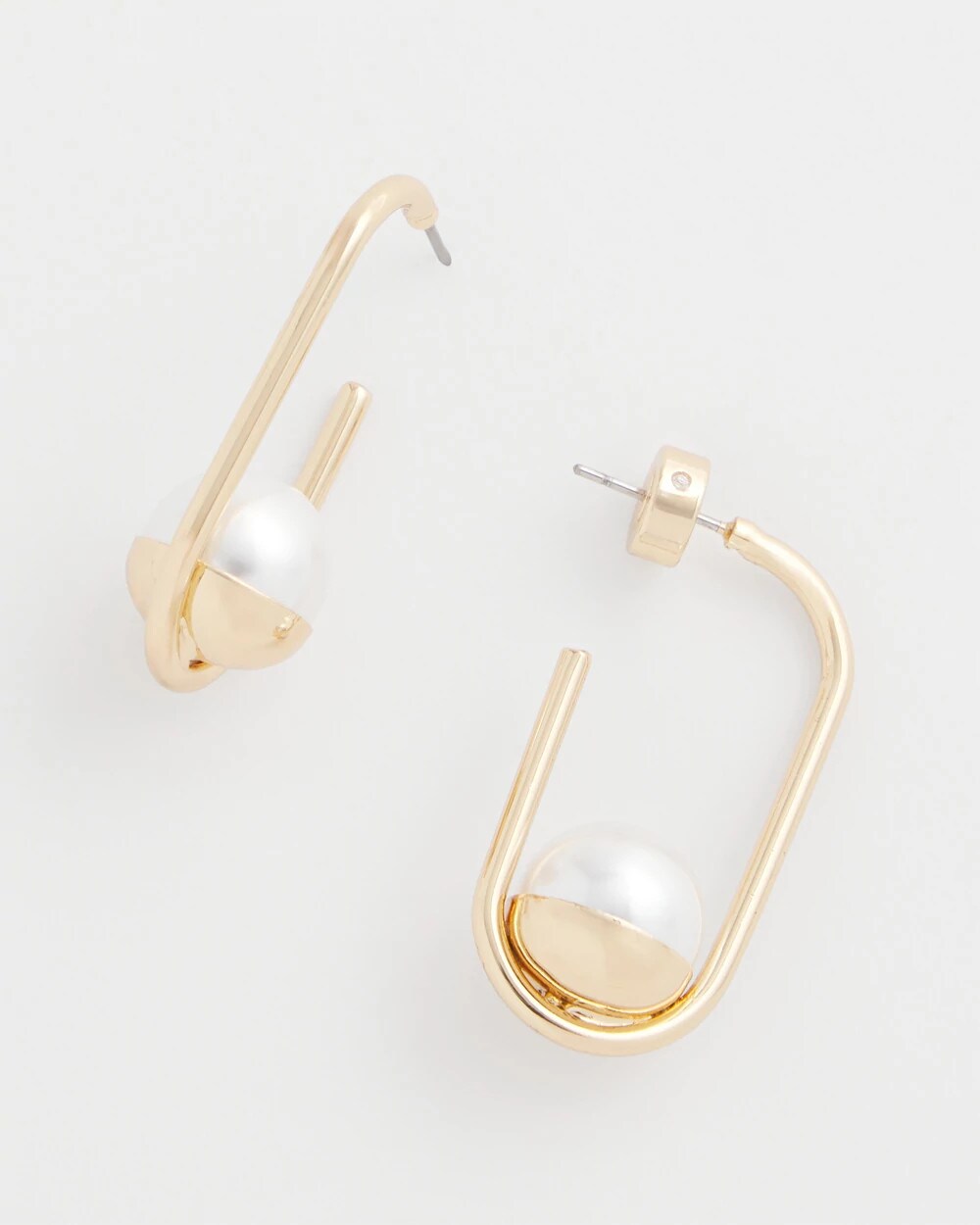 Chico's Pearl Gold Hoop Earrings